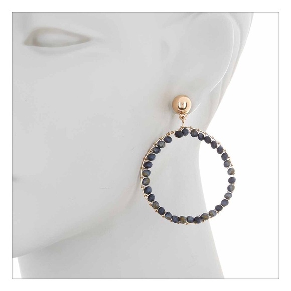 NEW Area Stars Boho Wire Wrapped Beaded Hoop Earrings - Picture 3 of 3